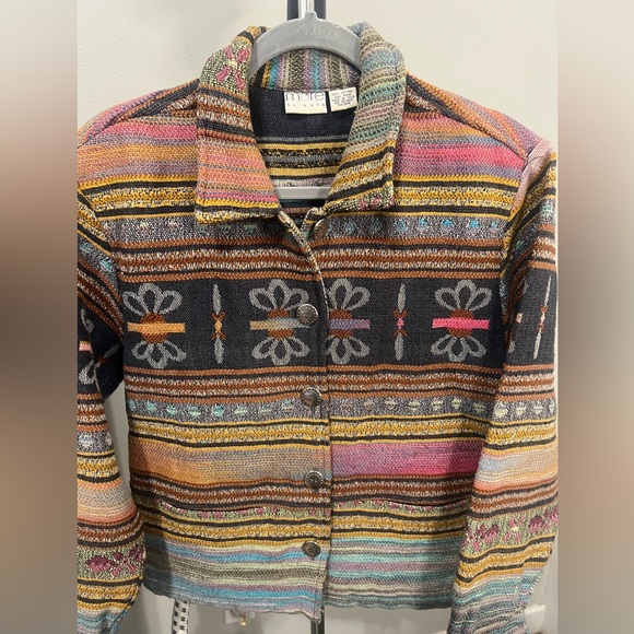 More by Lata Vintage Women Tapestry Jacket M Boho Aztec Southwestern Woven Multi - Picture 10 of 11